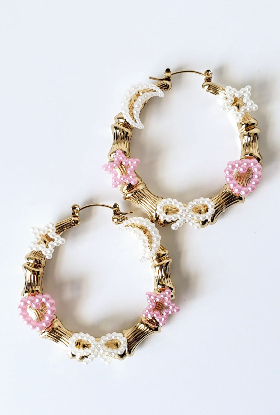Gold-plated Hoop Earrings Moon and Stars