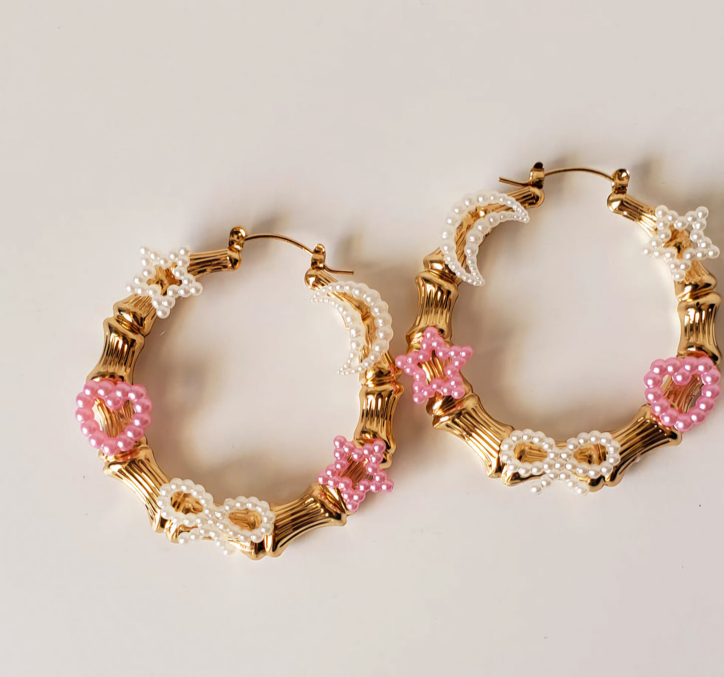 Gold-plated Hoop Earrings Moon and Stars