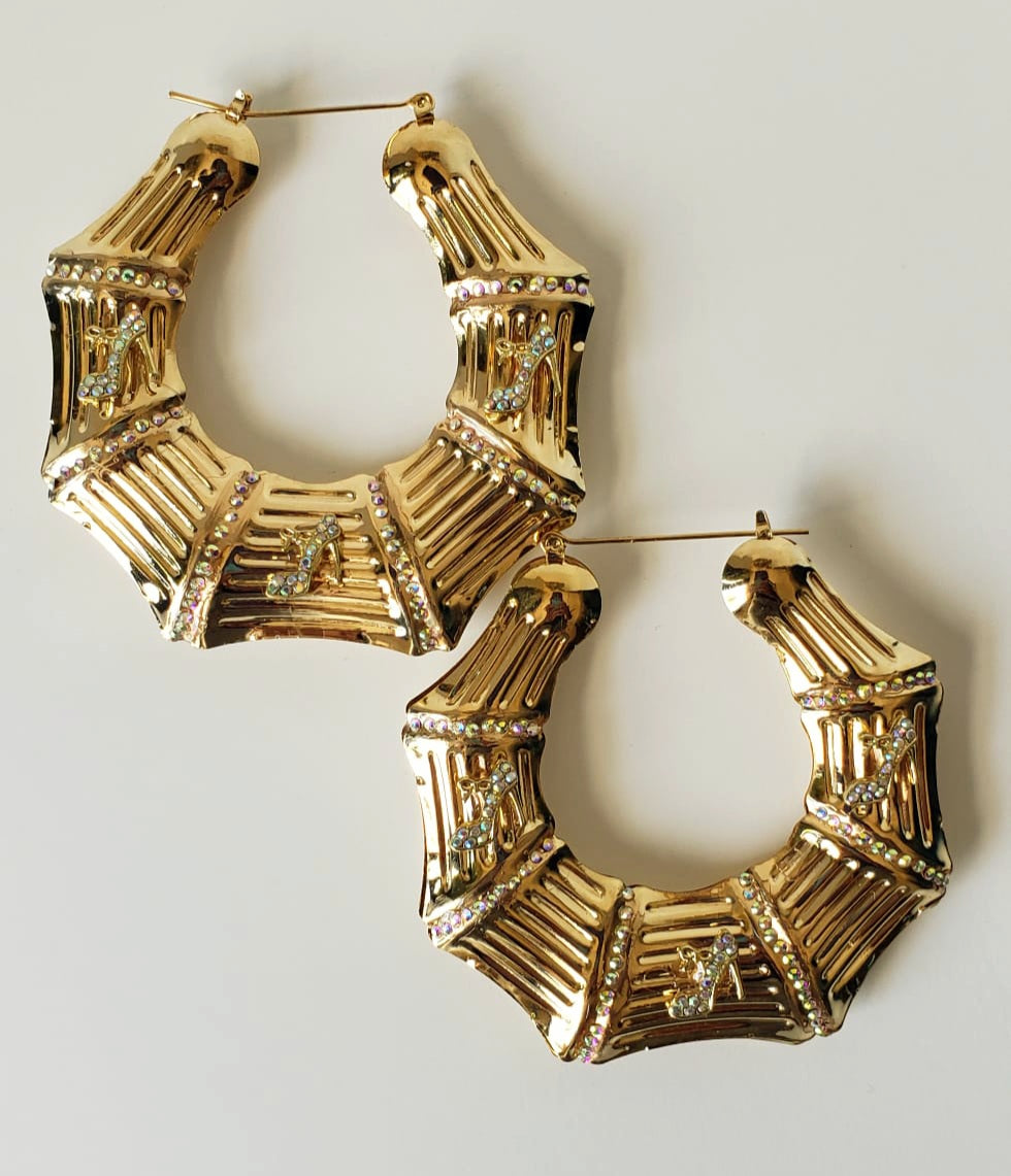 Gold-plated Hoop Earrings Standing on Business