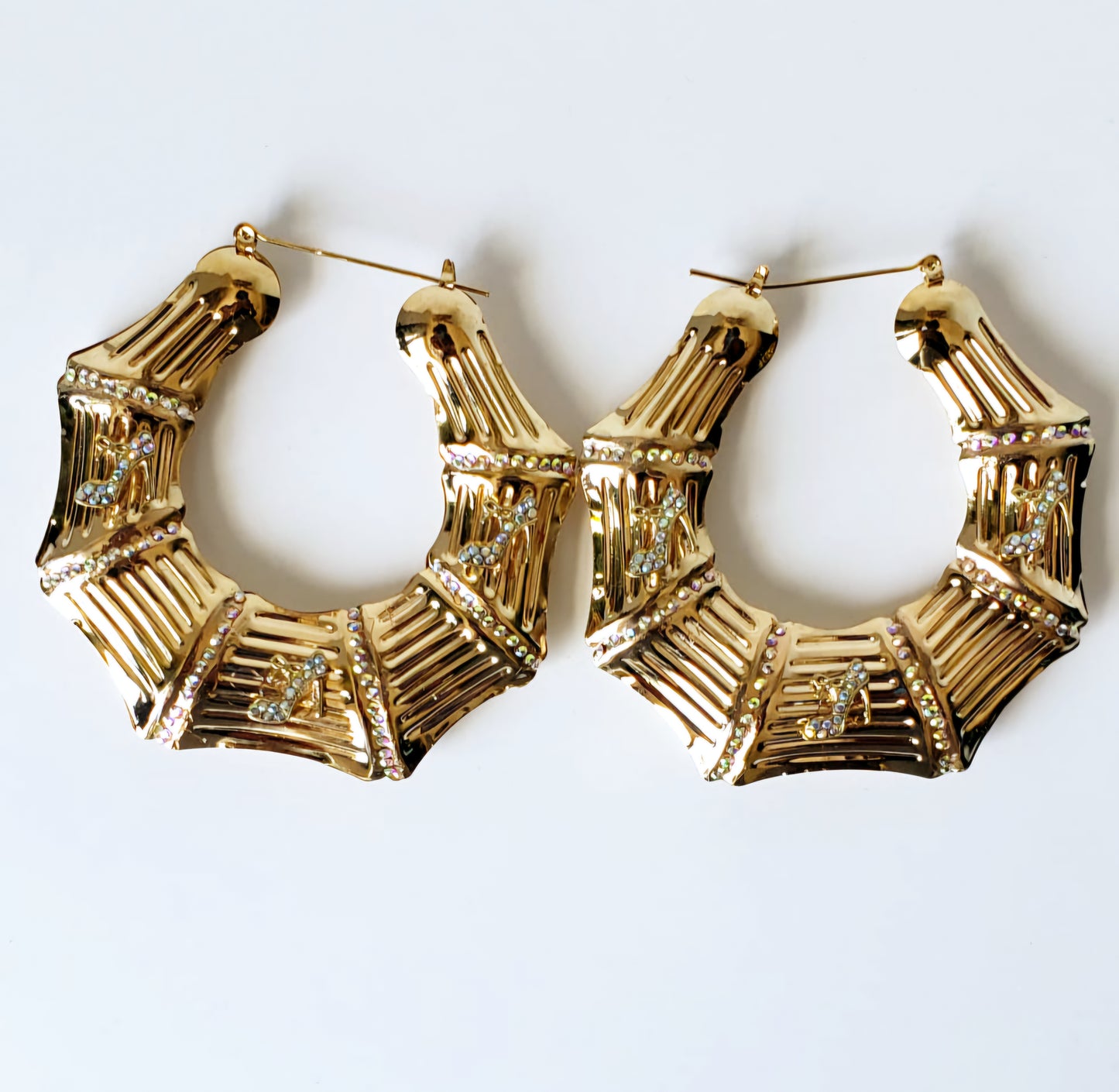 Gold-plated Hoop Earrings Standing on Business