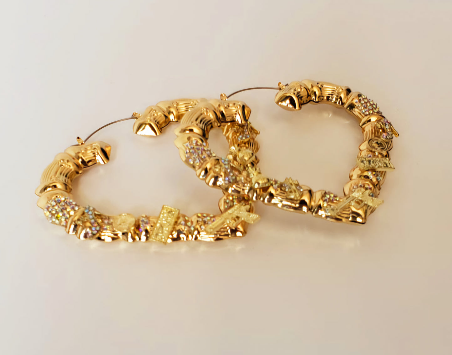 Gold-plated Heart Shaped Hoop Earrings "Getting to the Money"
