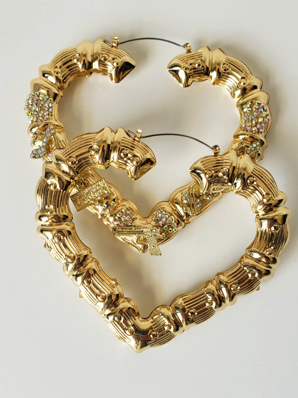 Gold-plated Heart Shaped Hoop Earrings "Getting to the Money"