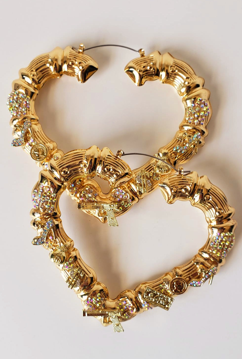 Gold-plated Heart Shaped Hoop Earrings "Getting to the Money"