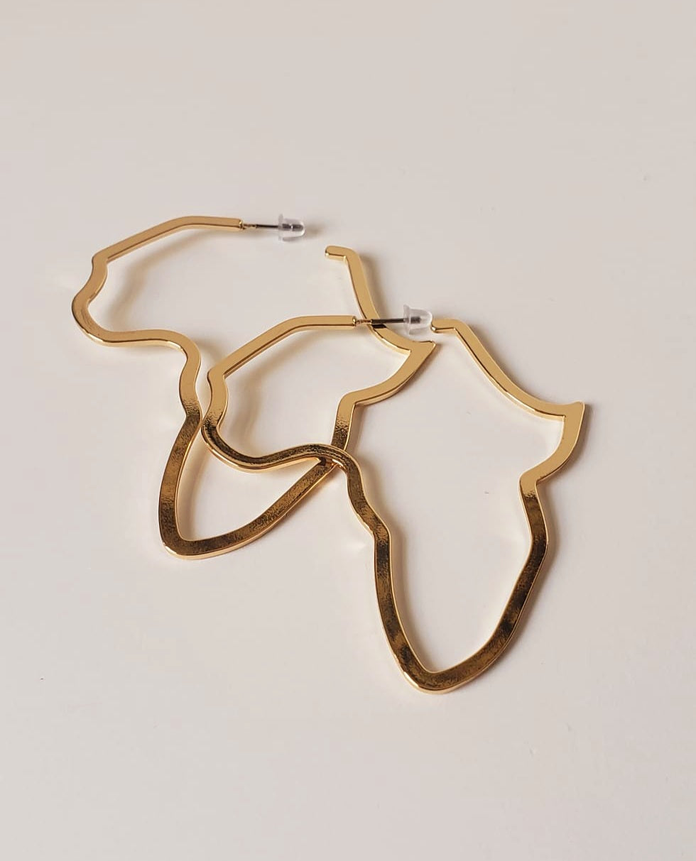 Gold-plated Earring- Africa Continent Shaped