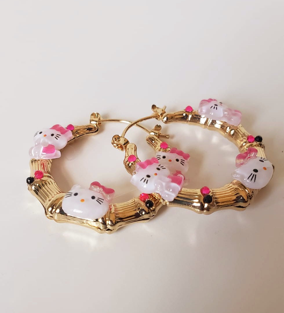Gold-plated Hoop Earrings HK with charms