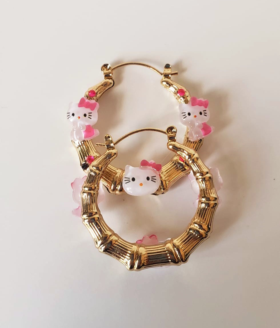 Gold-plated Hoop Earrings HK with charms