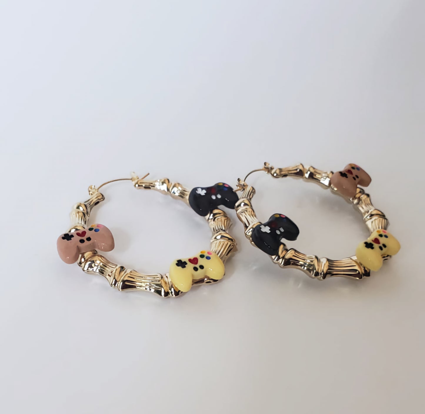 Gold-plated Hoop Earrings Video Gamer