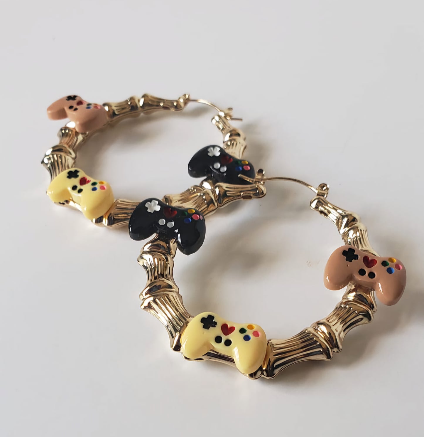 Gold-plated Hoop Earrings Video Gamer