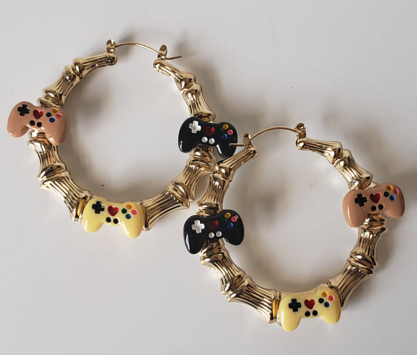 Gold-plated Hoop Earrings Video Gamer