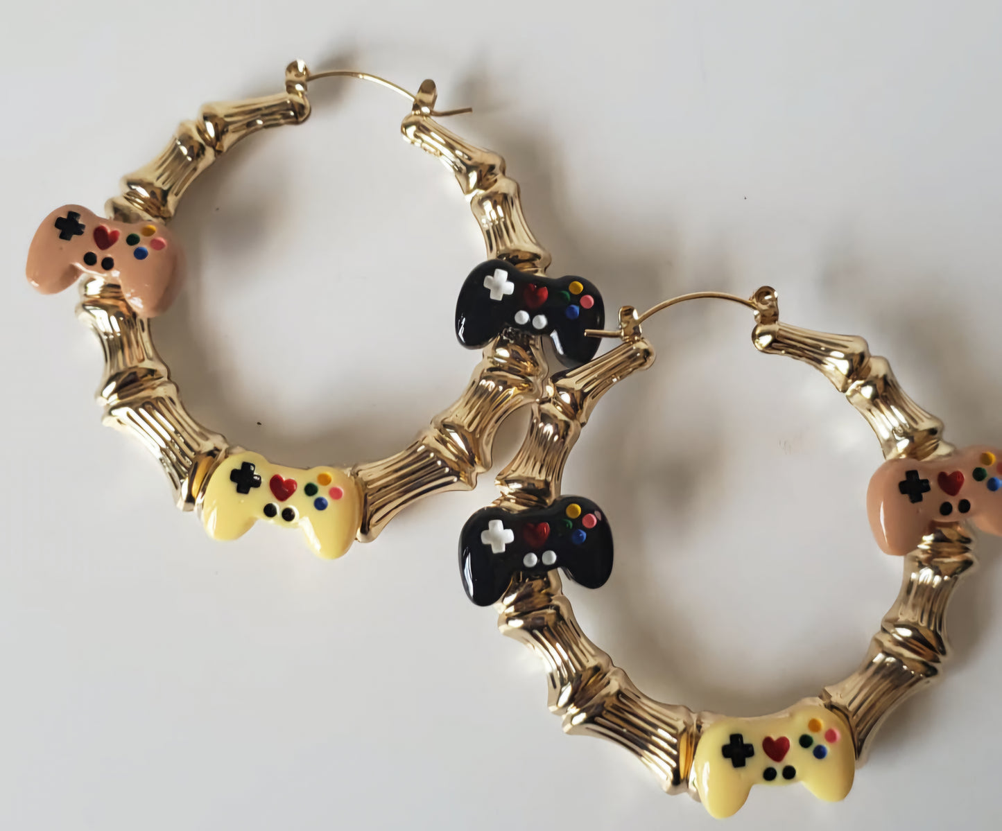 Gold-plated Hoop Earrings Video Gamer