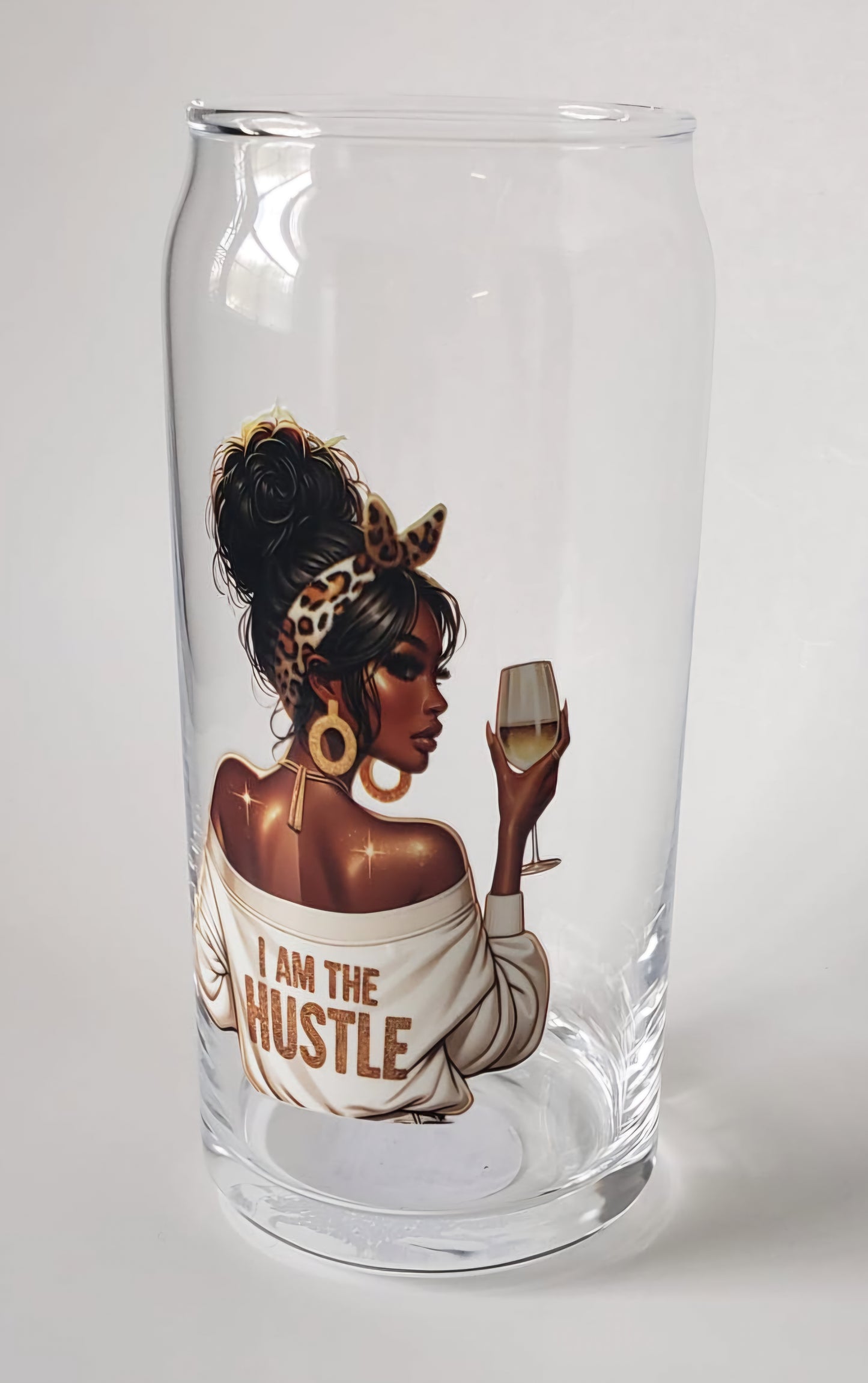 Glass Cups 20oz. without lid or straw- Black Girl Art