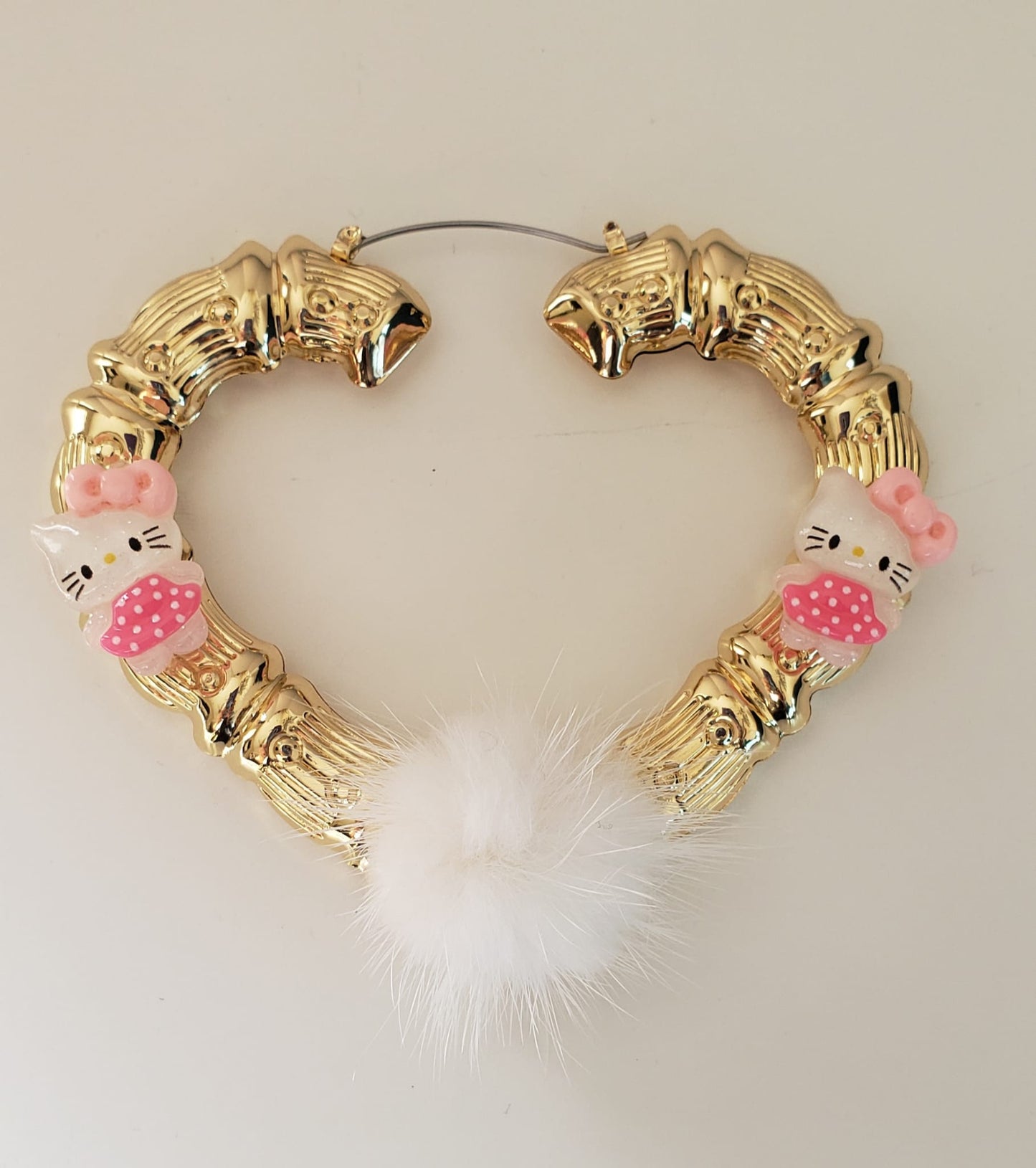 Gold-plated Hoop Earrings Heart Shaped HK with Fur