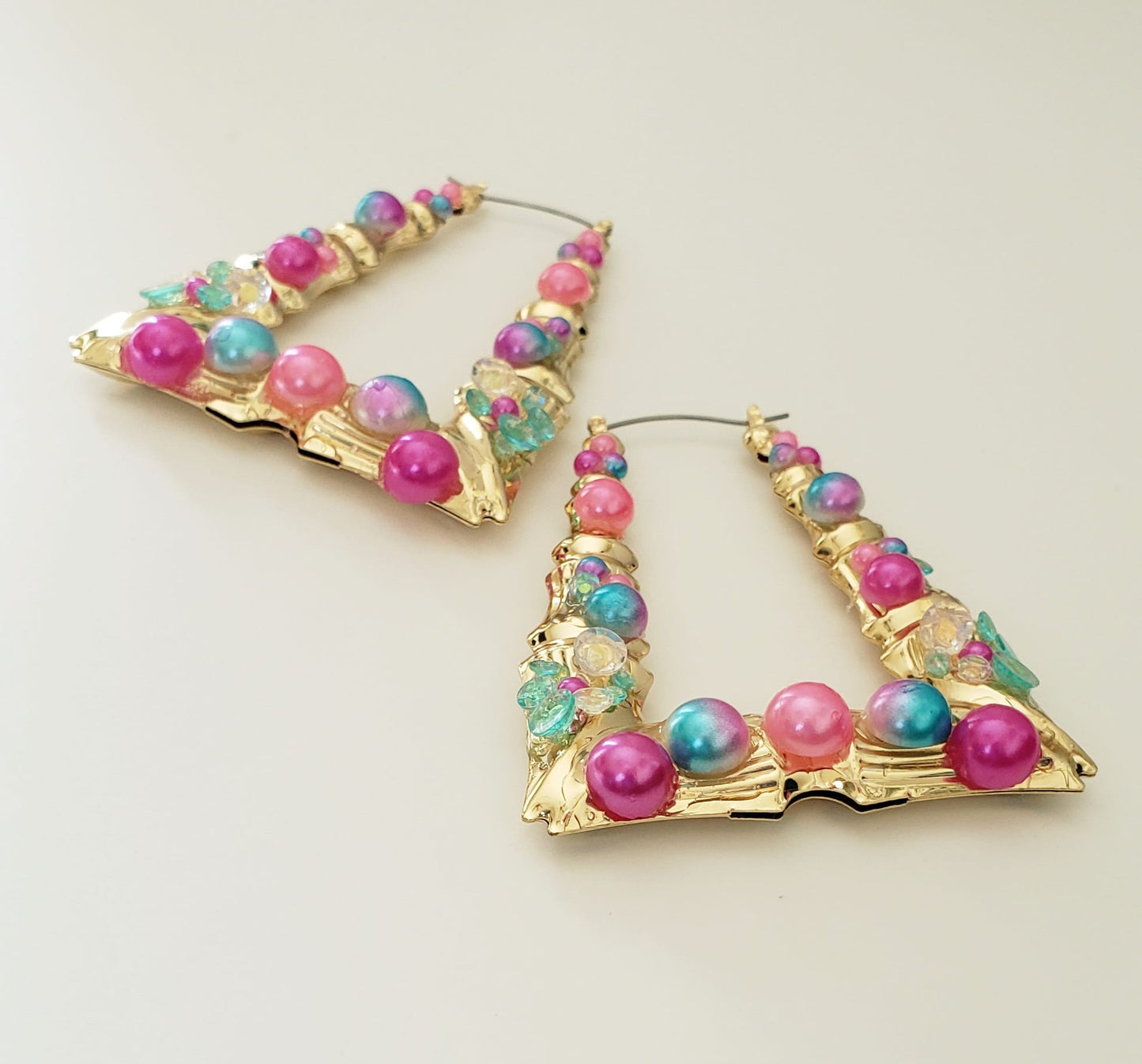 Gold-plated Hoop Earrings Rectangular Bubble Fun