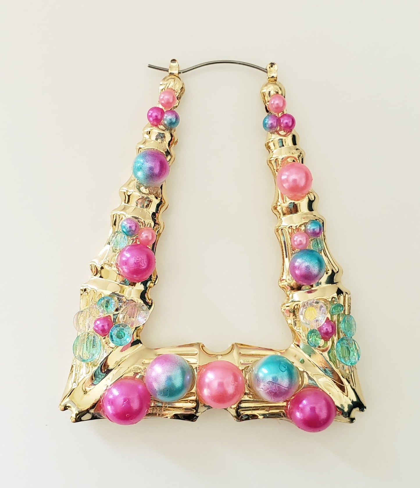 Gold-plated Hoop Earrings Rectangular Bubble Fun