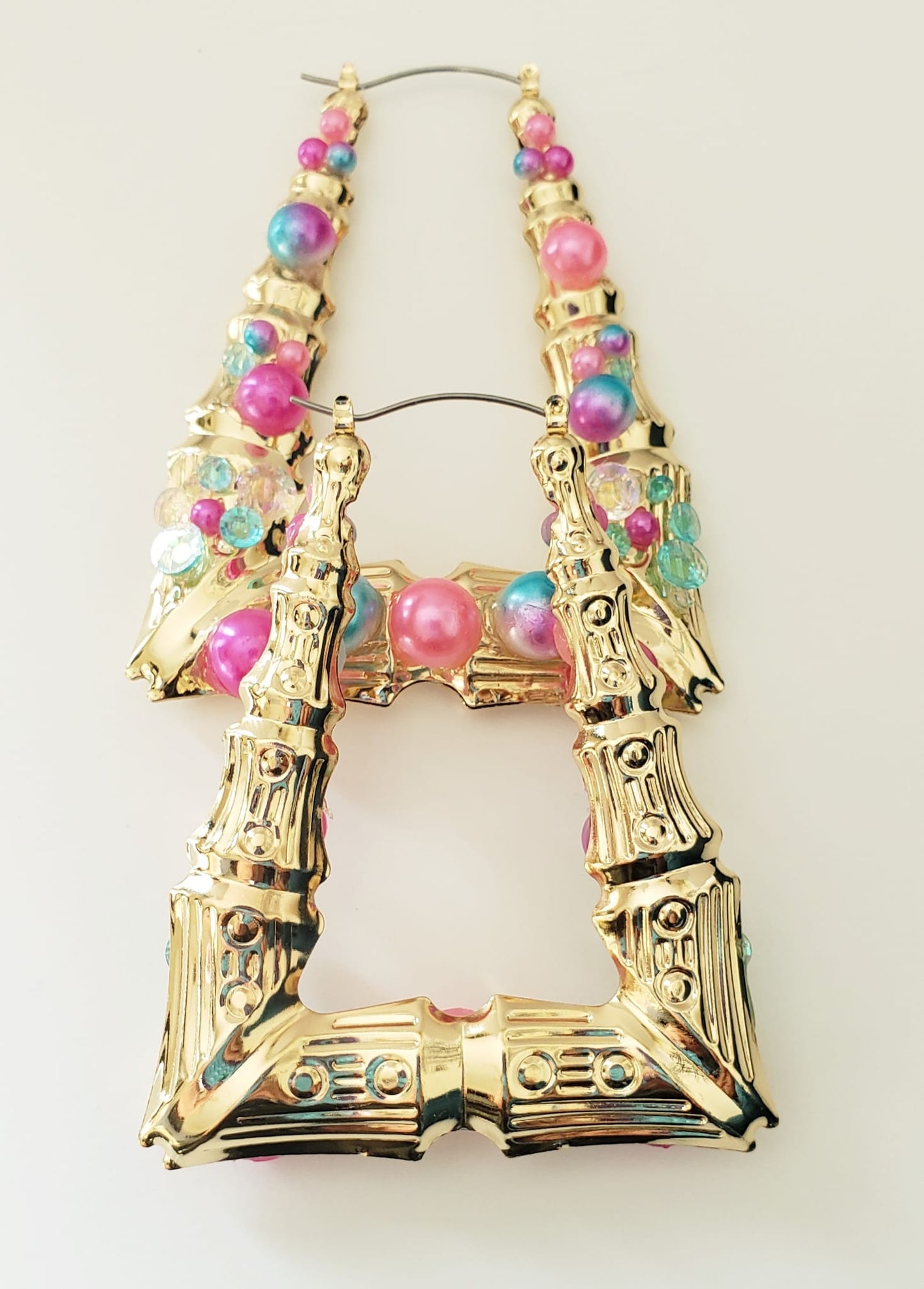 Gold-plated Hoop Earrings Rectangular Bubble Fun