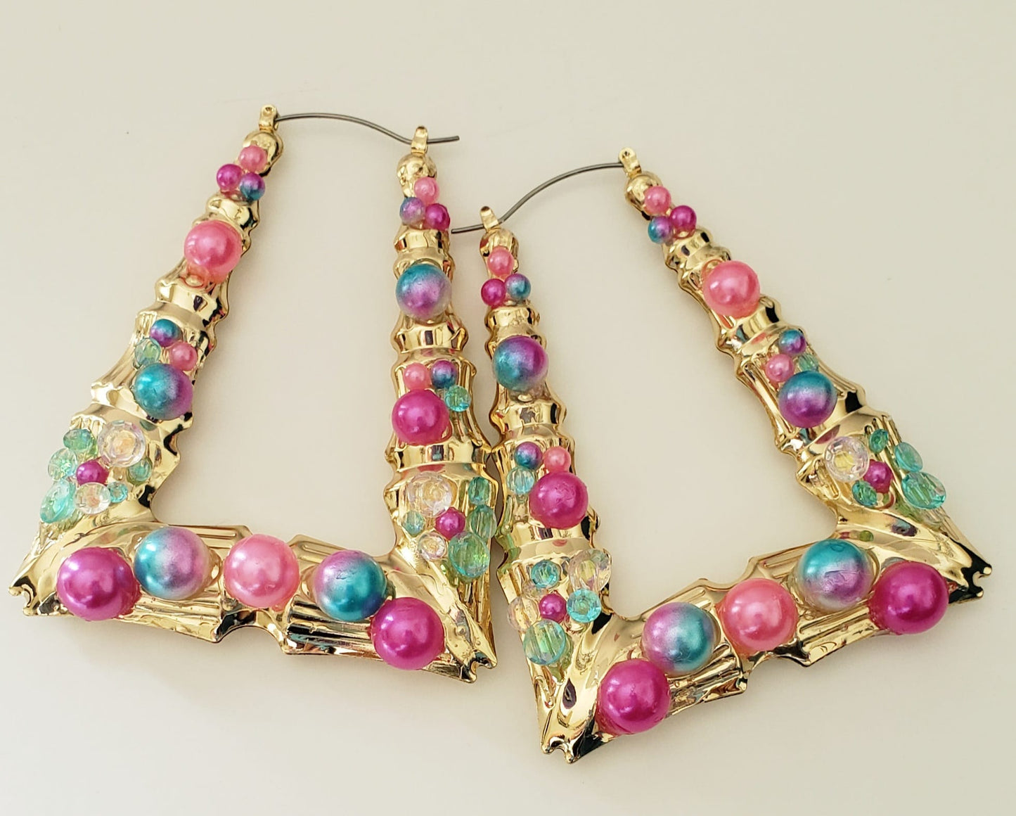 Gold-plated Hoop Earrings Rectangular Bubble Fun
