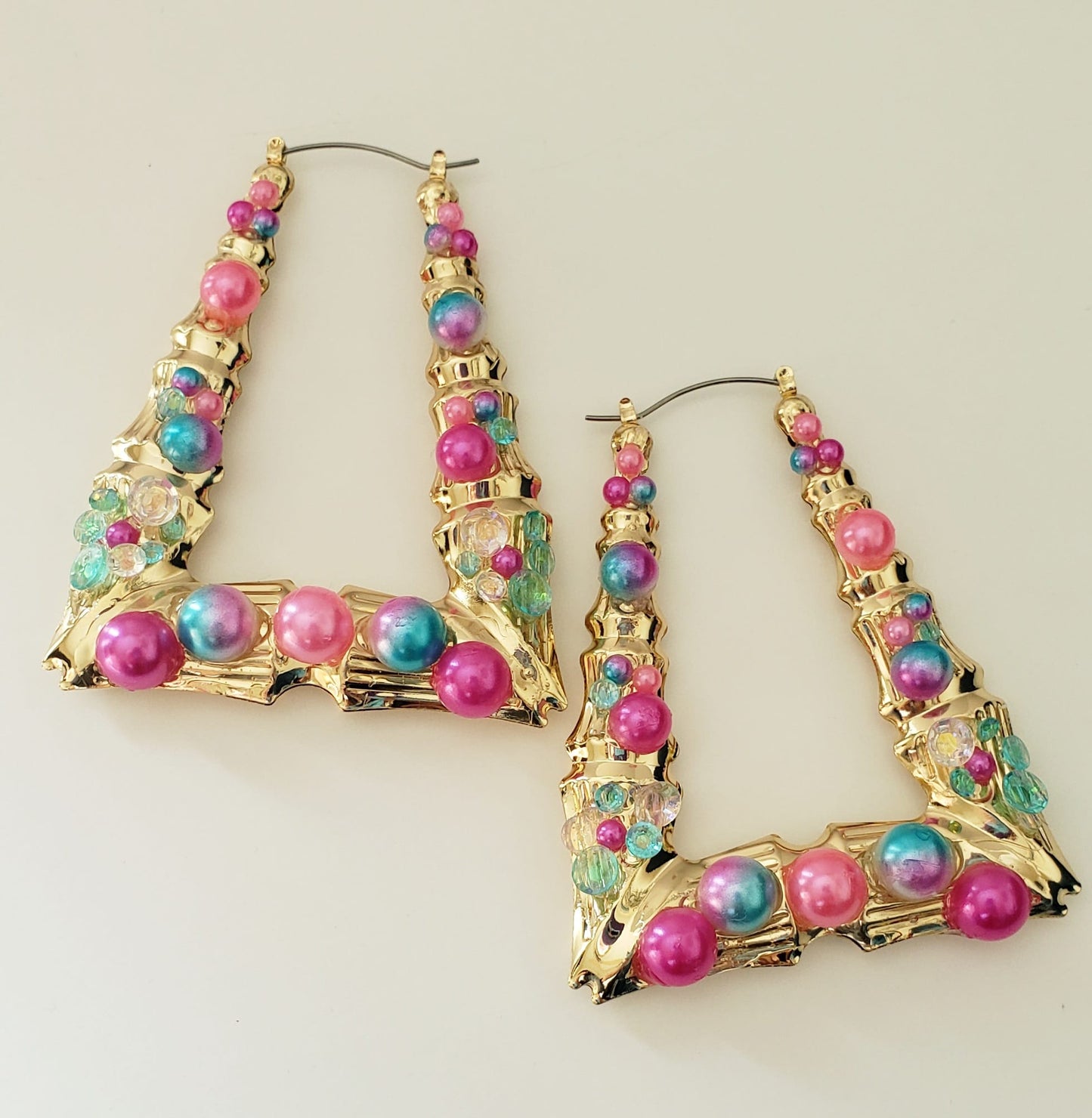 Gold-plated Hoop Earrings Rectangular Bubble Fun