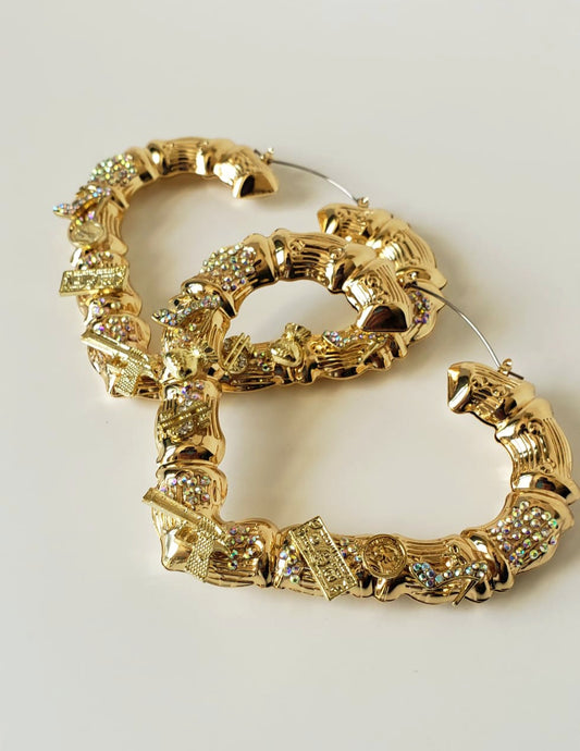 Gold-plated Heart Shaped Hoop Earrings "Getting to the Money"