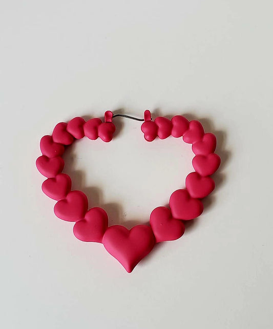Pink Heart Shaped Hoop Earrings