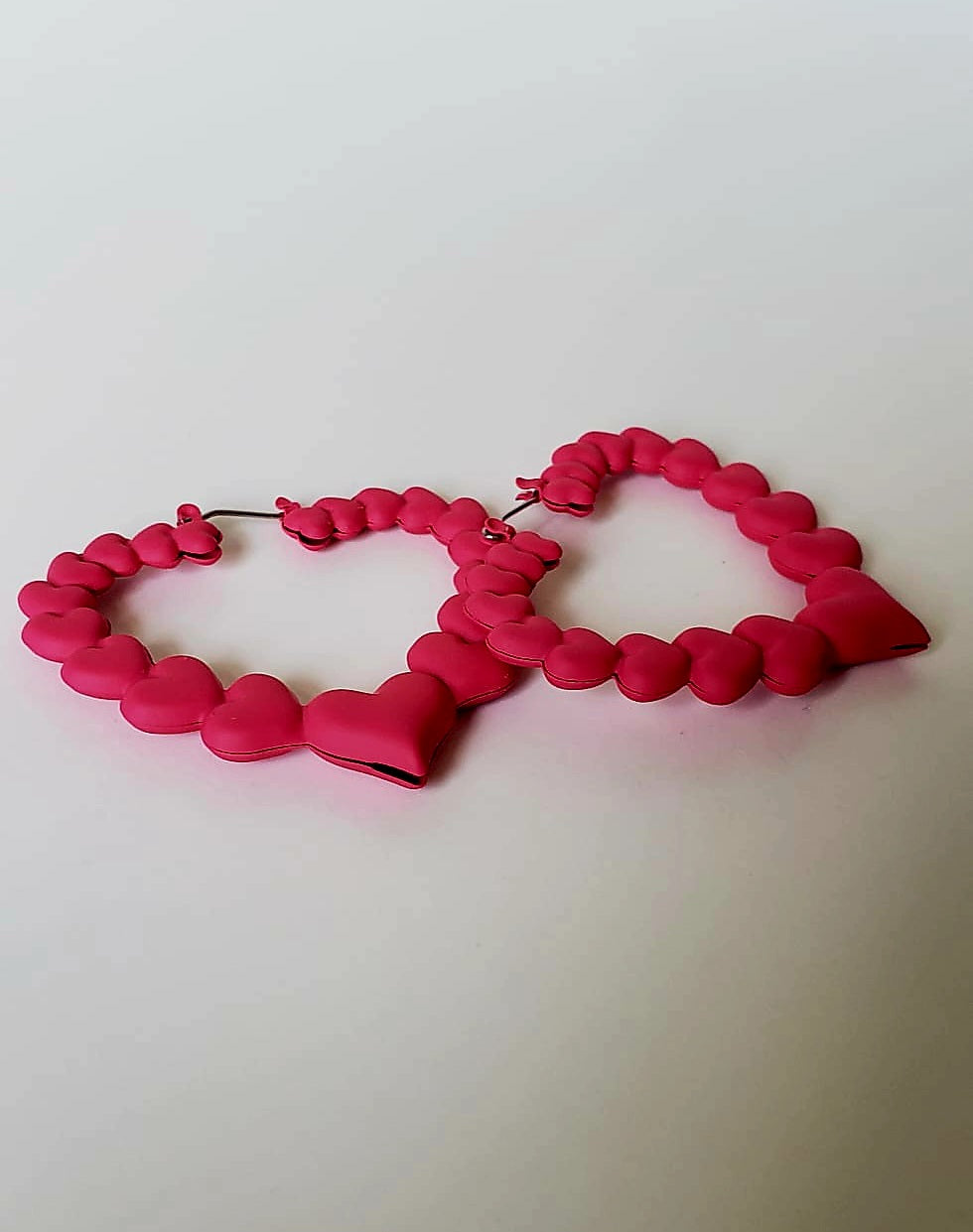 Pink Heart Shaped Hoop Earrings