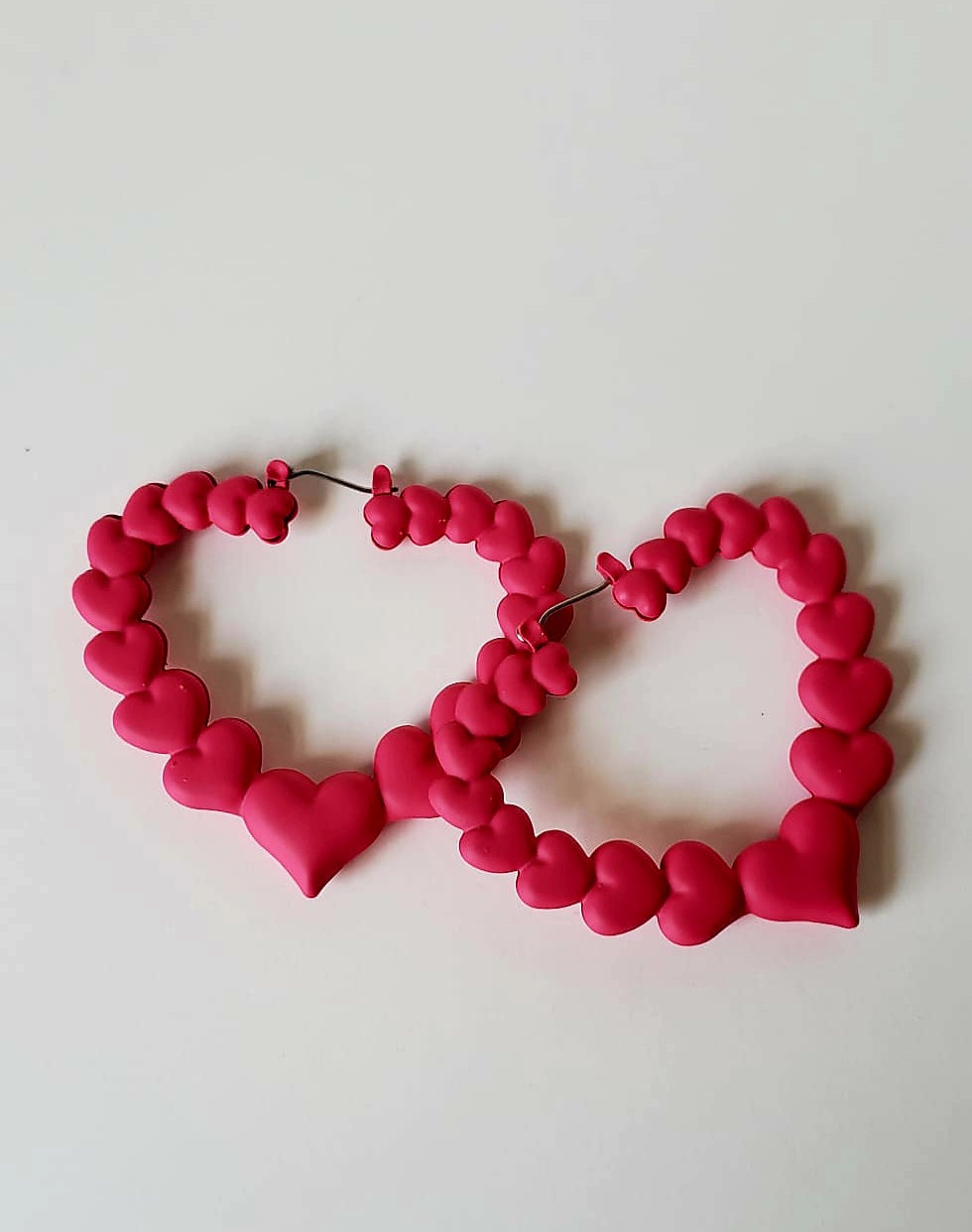 Pink Heart Shaped Hoop Earrings