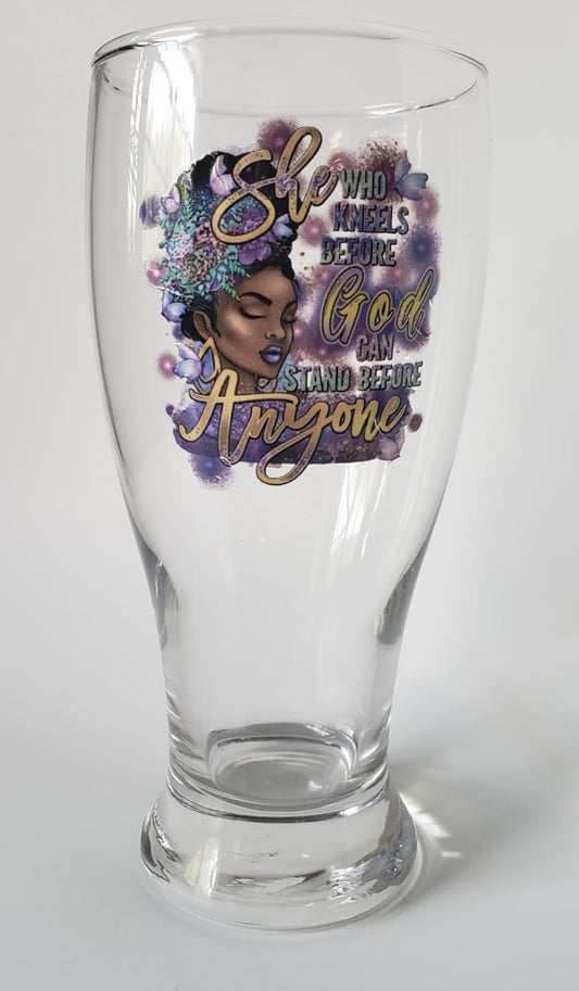 Glass cup 20oz. Black Woman Praise God