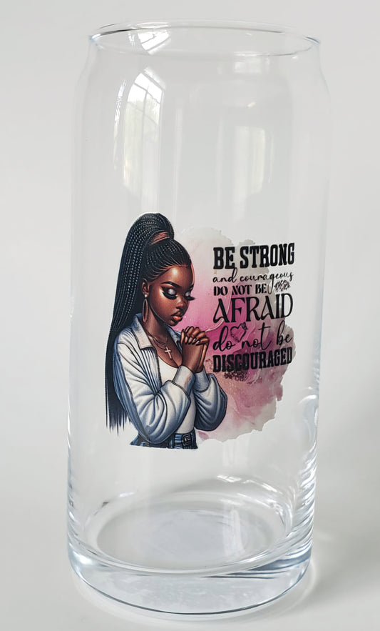 Glass Cups 20oz. without lid or straw- Black Girl Praying