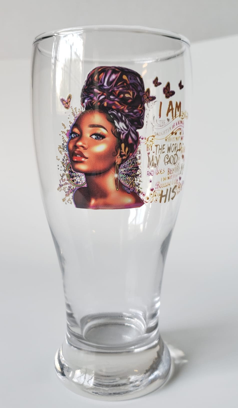 Glass Cups 20oz. Black Woman Praise God
