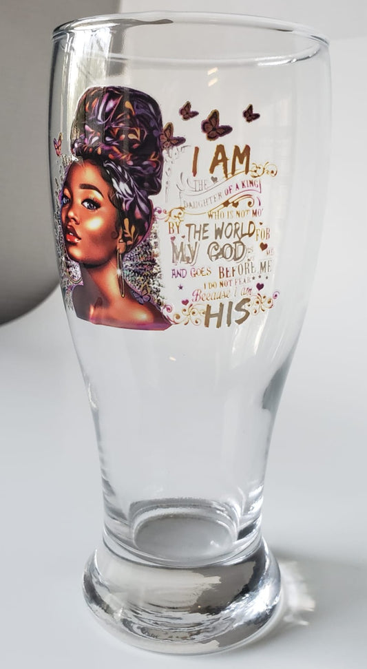 Glass Cups 20oz. Black Woman Praise God