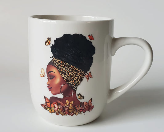 Mother's Day Mugs Black Lady with Butterflies 12oz.