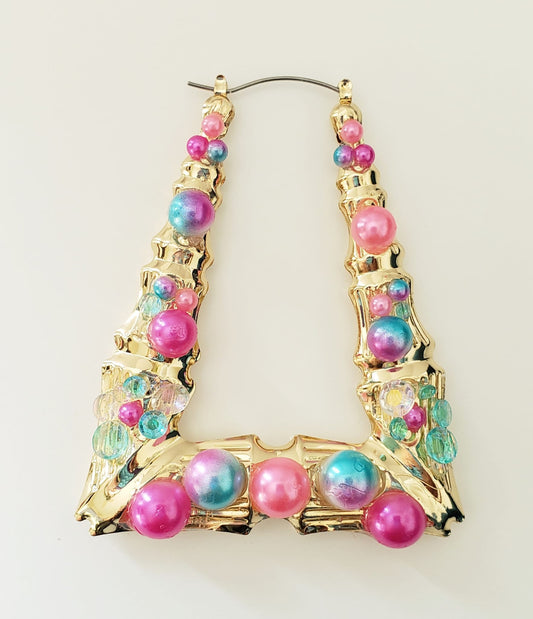 Gold-plated Hoop Earrings Rectangular Bubble Fun