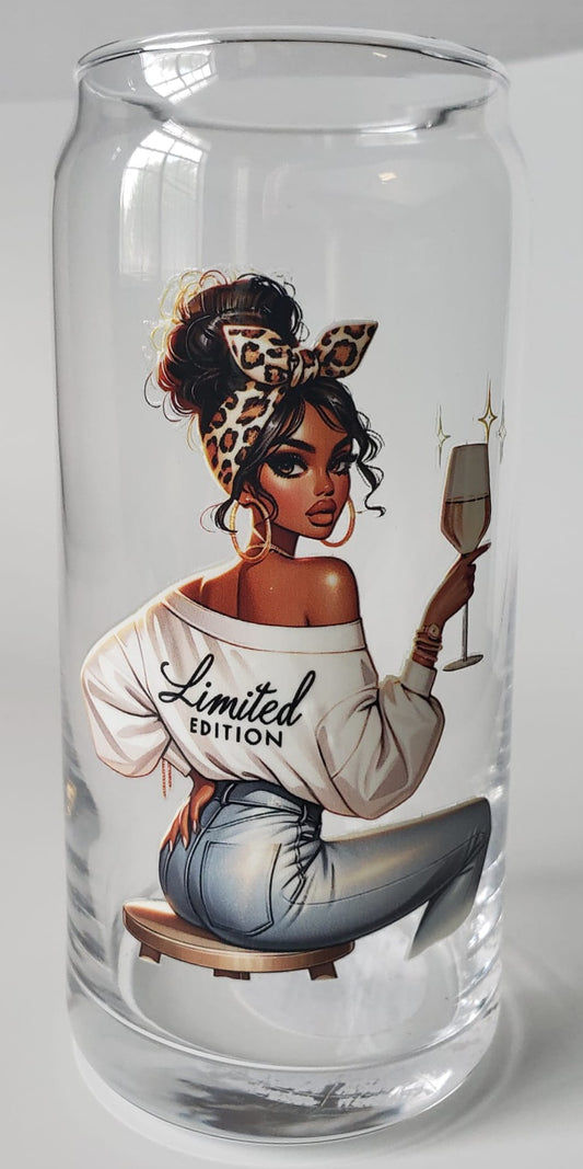 Glass Cup 20oz. without lid or straw- Limited Edition Black Girl